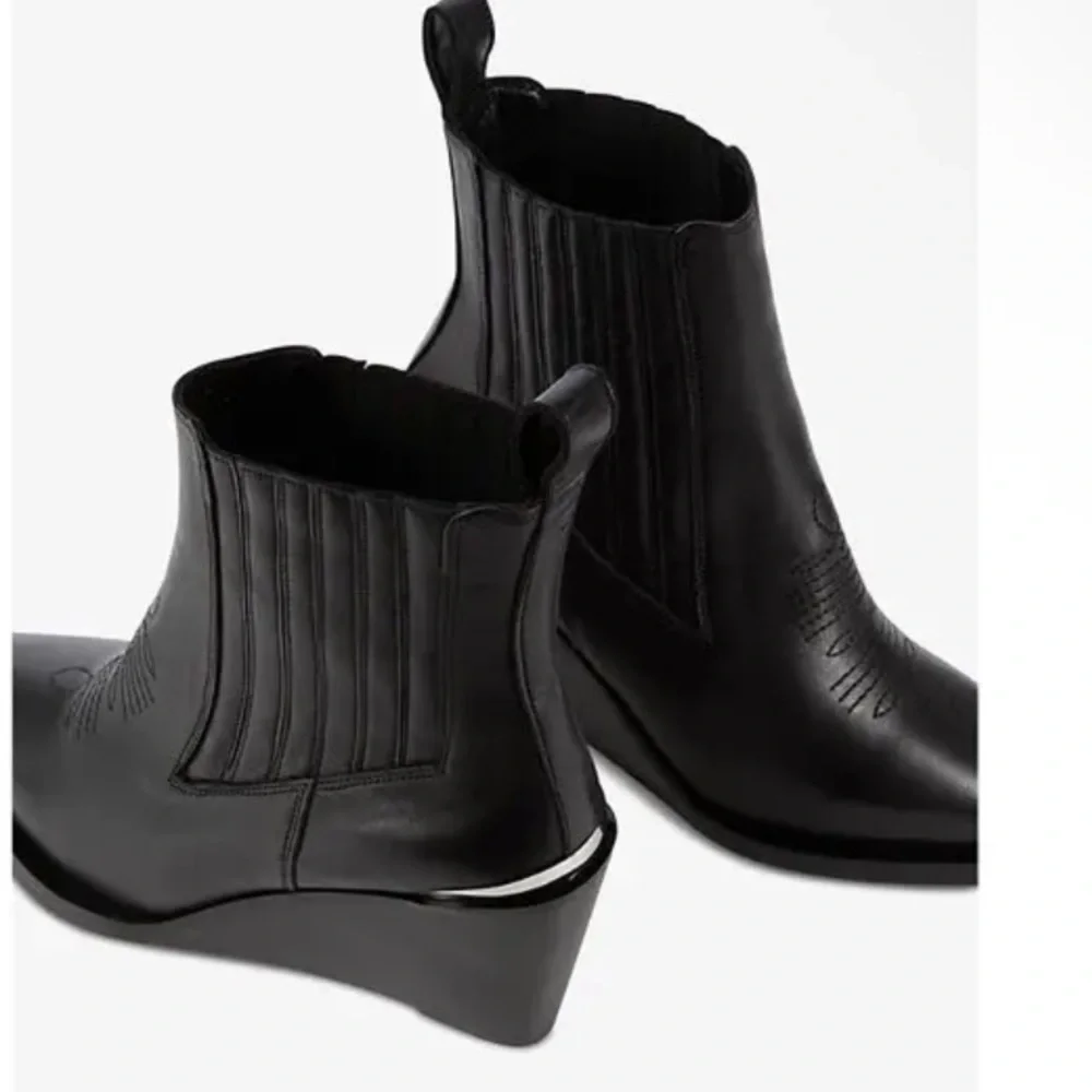THE KOOPLES Wedge-Heel Leather Ankle Boots Black shoes booties 41 10